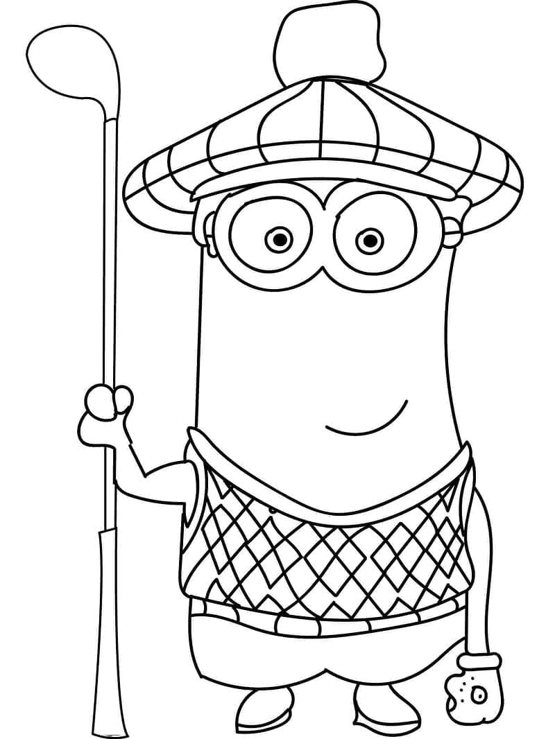 Minion Kevin Plays Golf coloring page