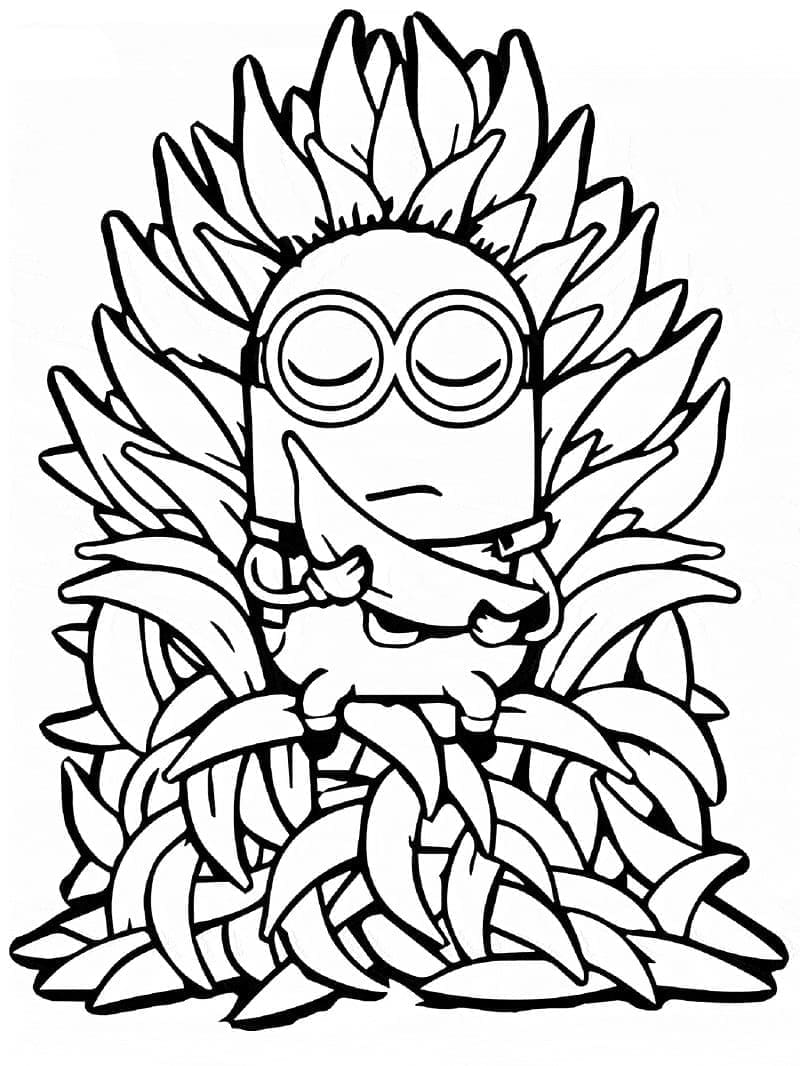 Minion Kevin with Bananas coloring page