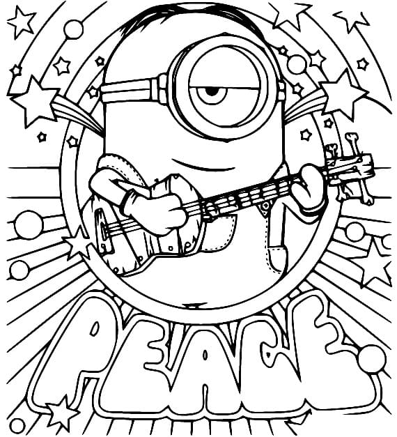 Minion Plays Guitar coloring page