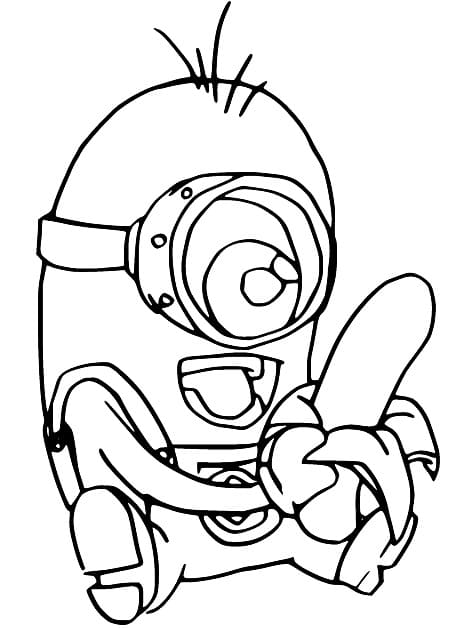 Minion Stuart and Banana coloring page