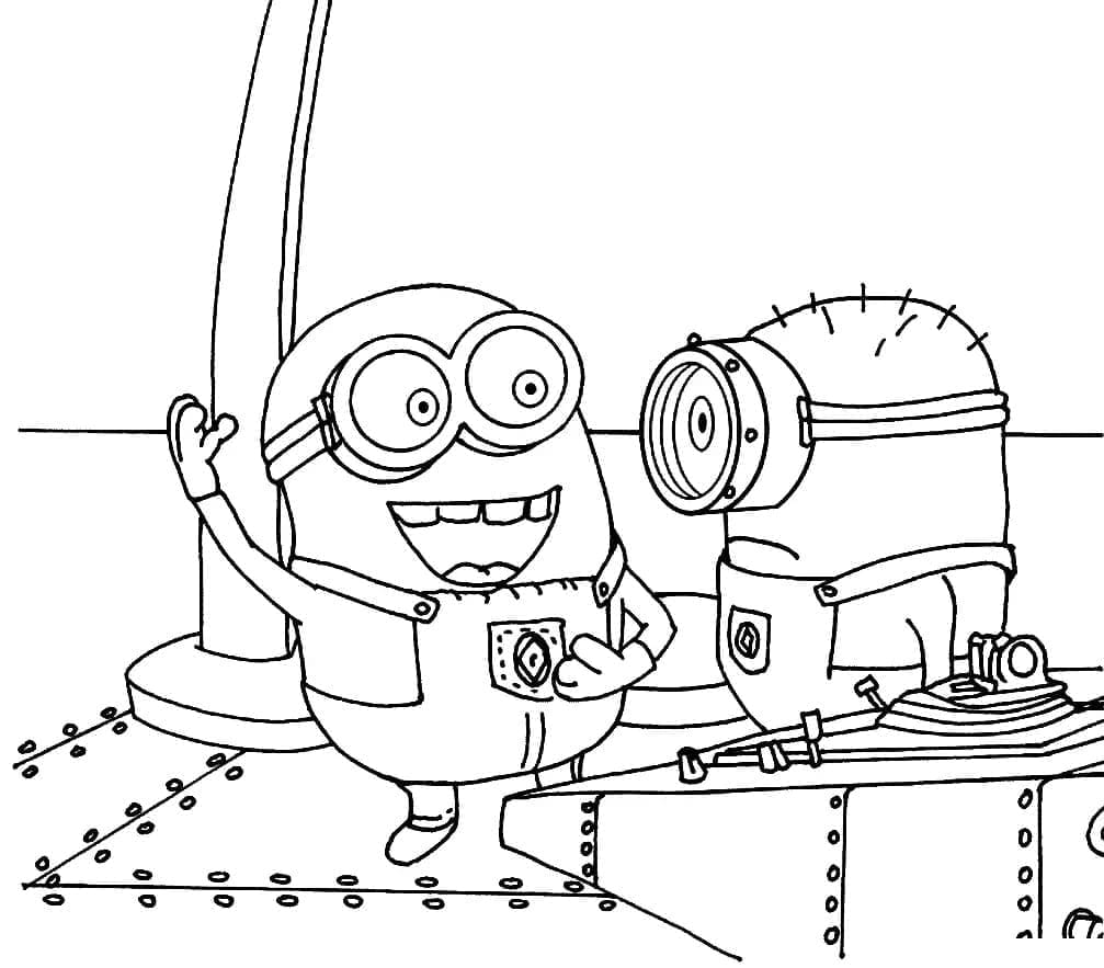 Minion Stuart and George coloring page