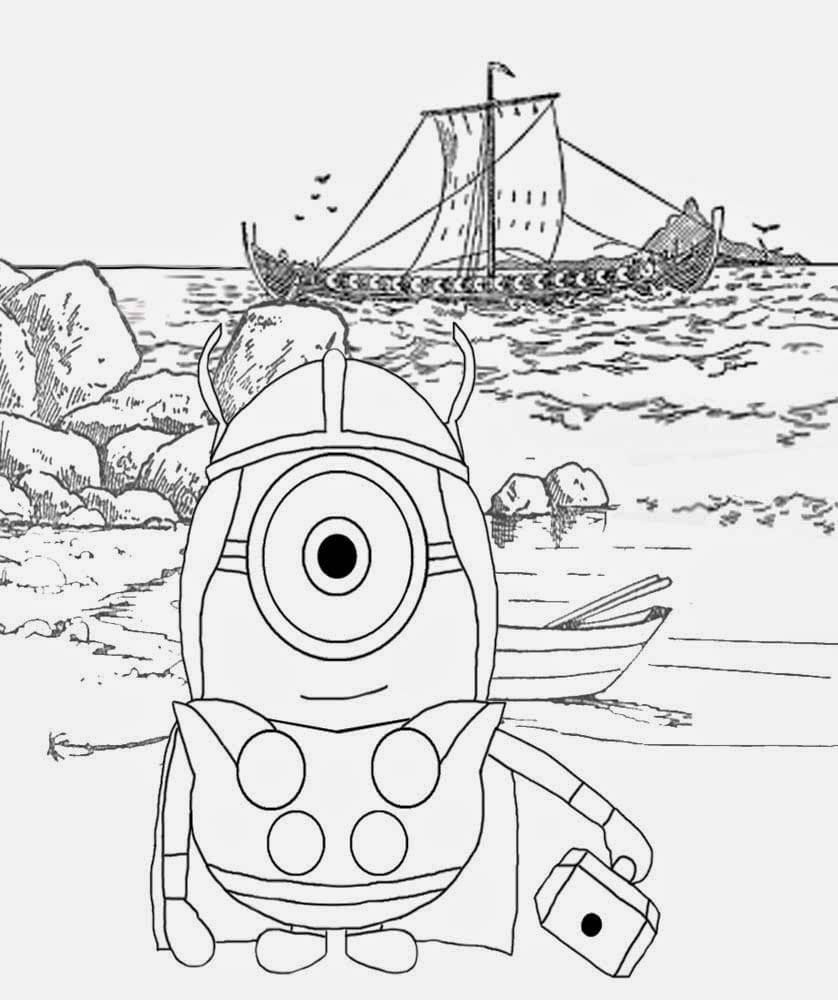 Minion Thor coloring page