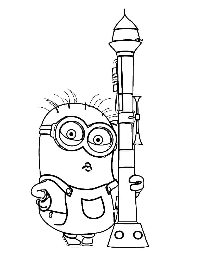 Minion with Weapon coloring page