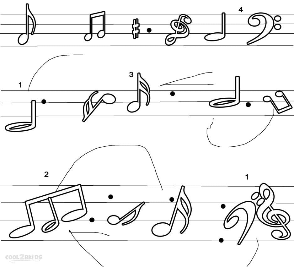 Music Notes Printable coloring page Download Print or Color Online