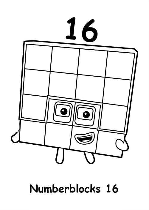 Numberblocks 16 coloring page - Download, Print or Color Online for Free