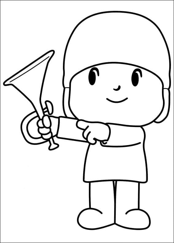 Pocoyo and Trumpet coloring page