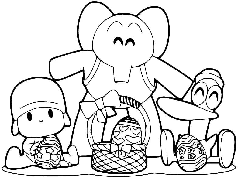 Pocoyo on Easter coloring page