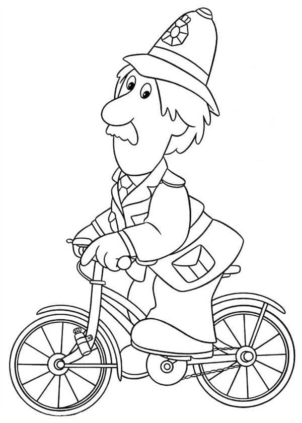 Police is Riding Bicycle coloring page