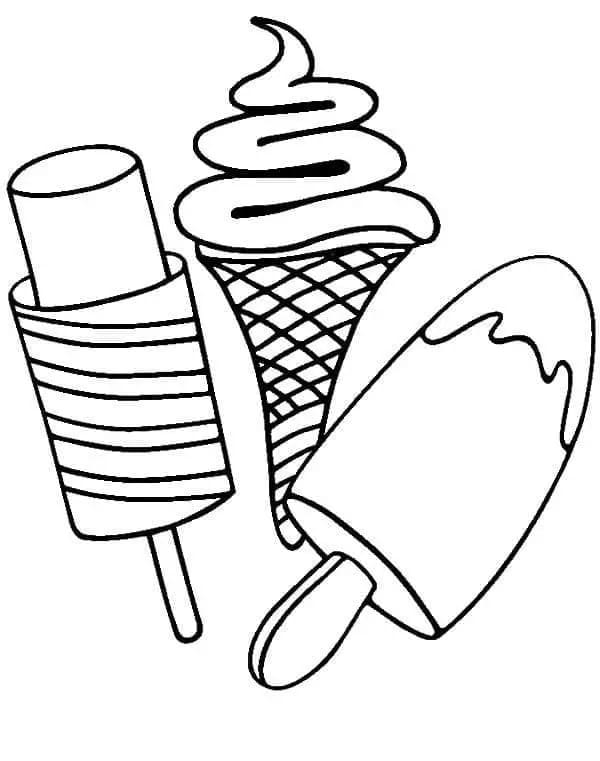 Popsicles and Ice Cream coloring page