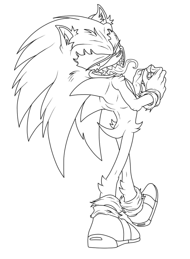 Printable Scary Sonic Exe coloring page