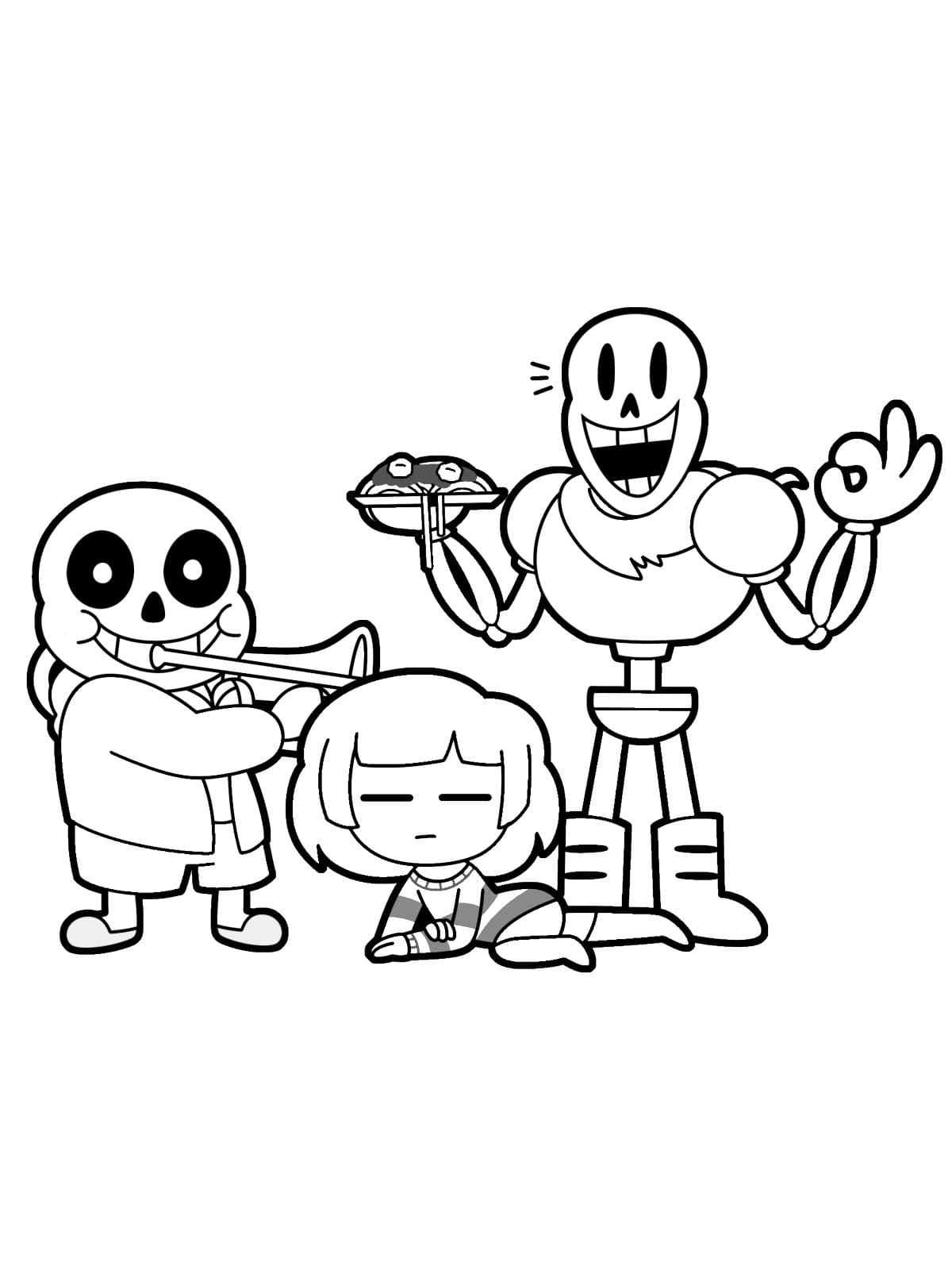 Sans and Friends coloring page