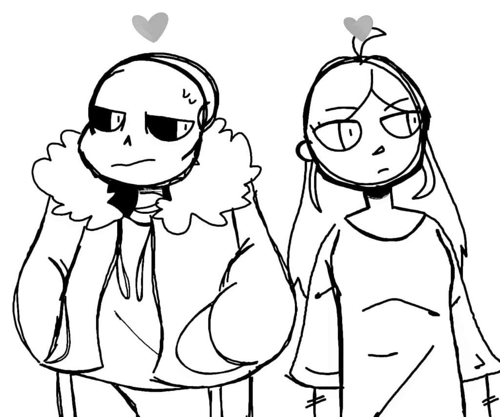 Sans and Love coloring page