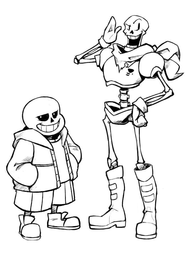 Sans and Papyrus from Undertale coloring page - Download, Print or ...