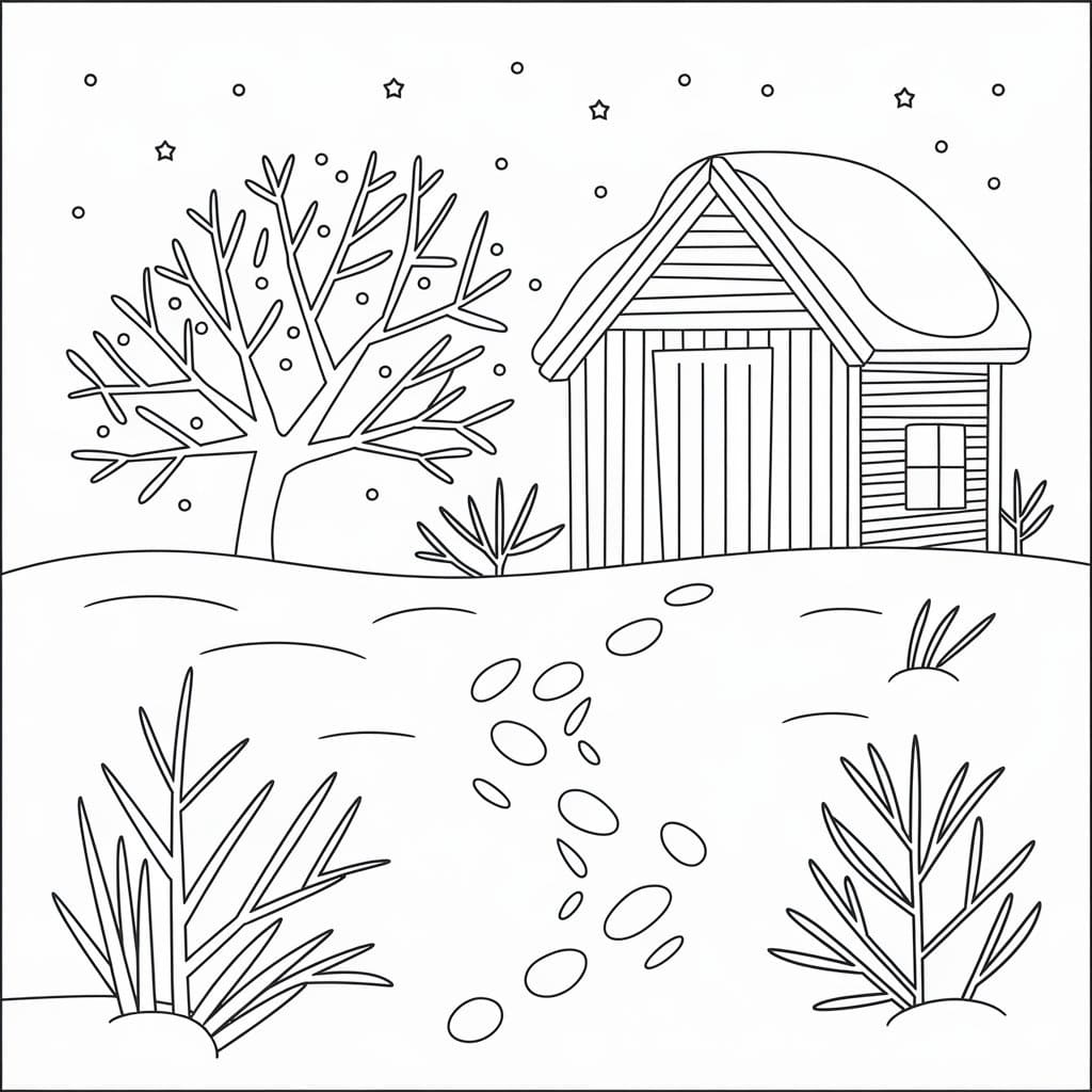 Simple Winter coloring page