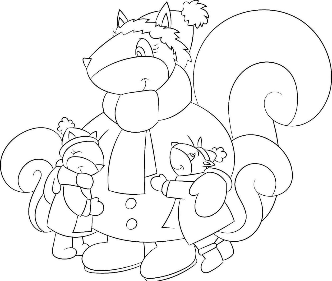 Squirrels In Winter coloring page