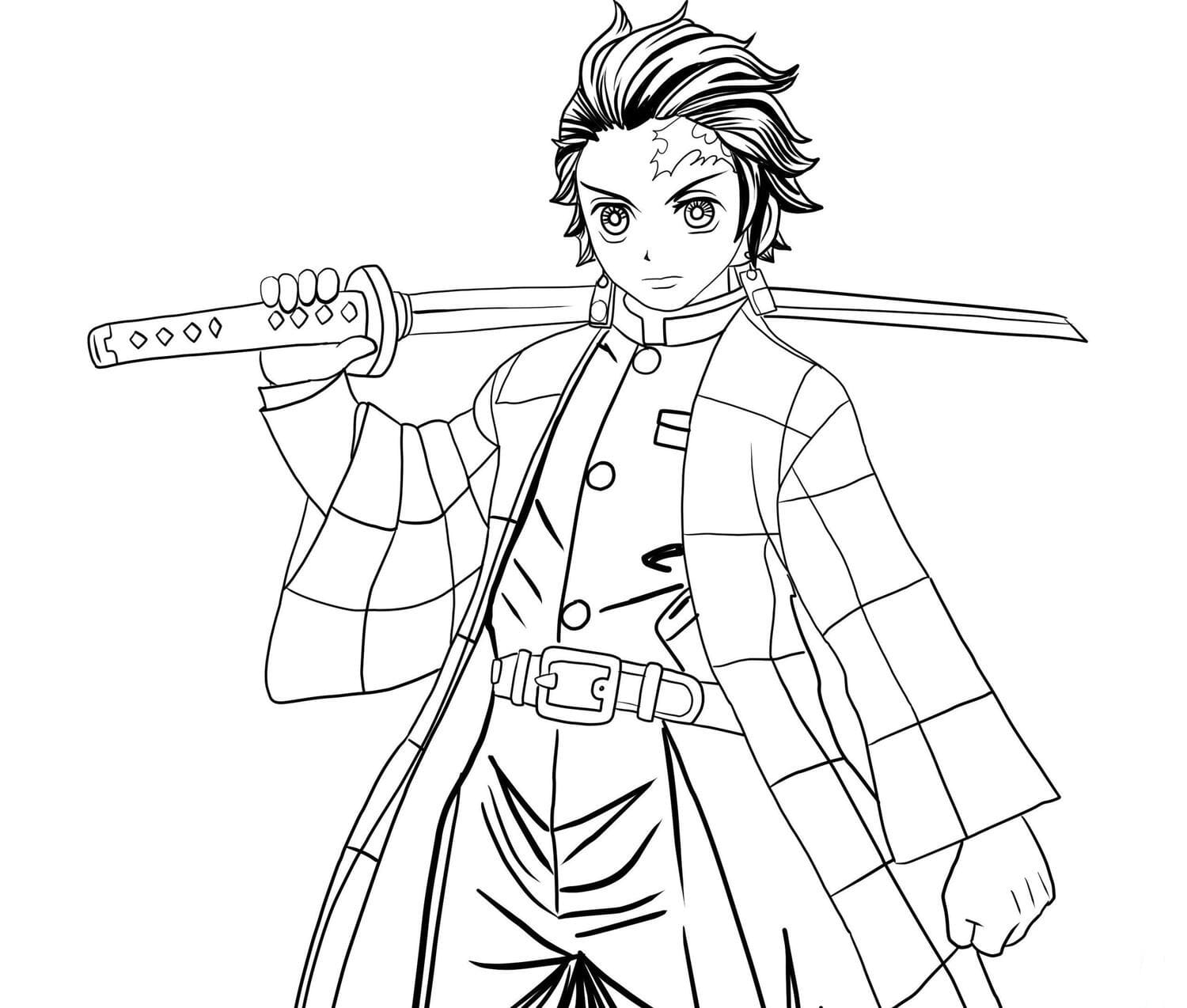 Tanjiro is Holding Katana coloring page - Download, Print or Color ...