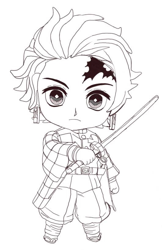 Chibi Tanjiro coloring page - Download, Print or Color Online for Free