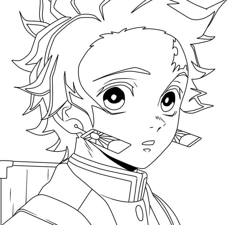 Tanjiro Kamado is Looking coloring page - Download, Print or Color ...