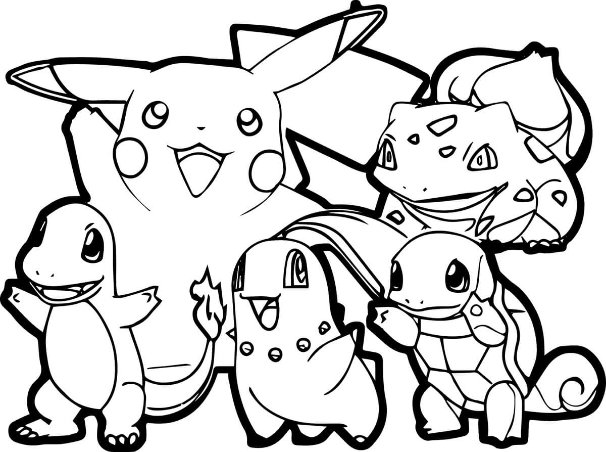 black and white line art pokemon