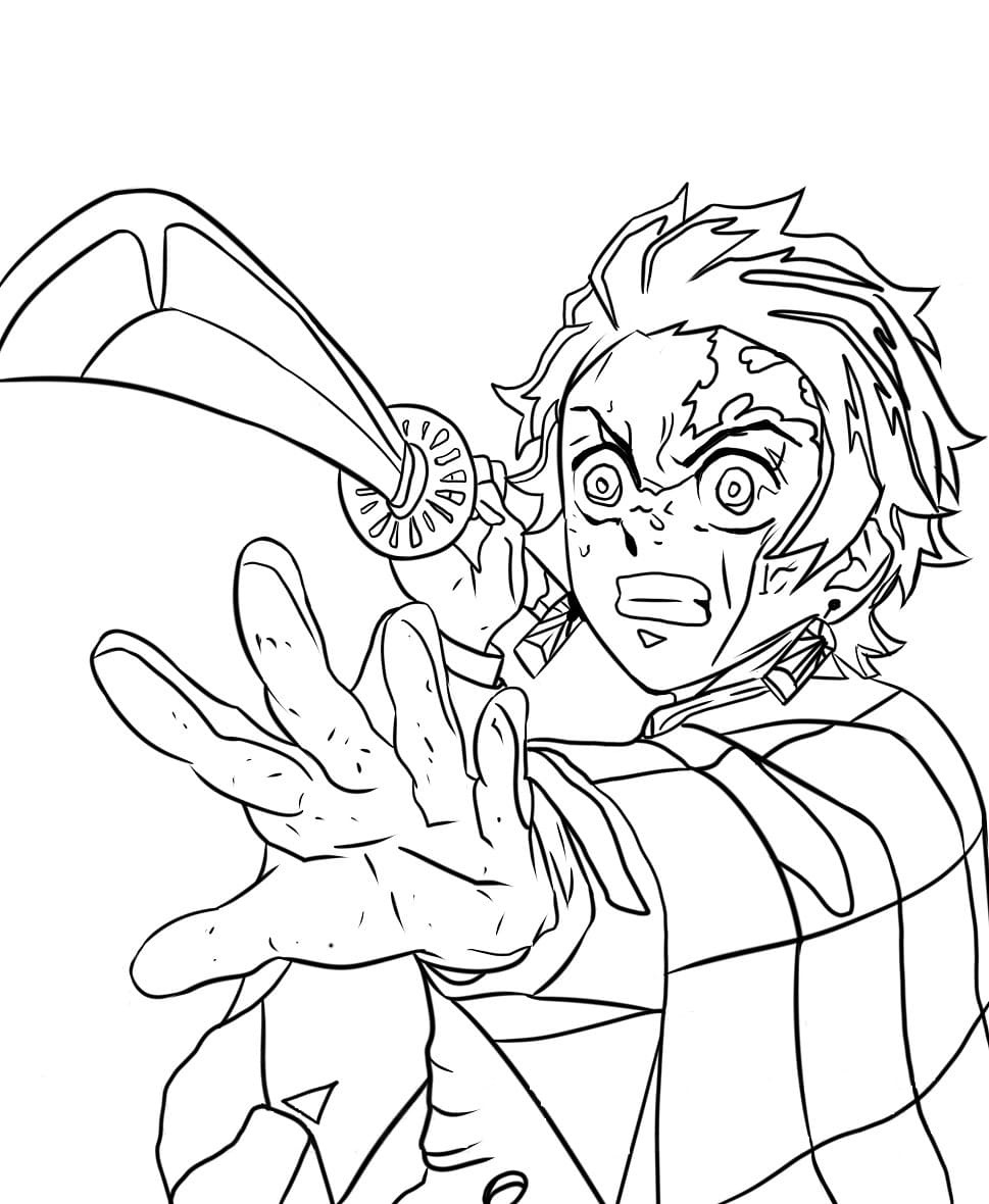Very Angry Tanjiro coloring page - Download, Print or Color Online for Free
