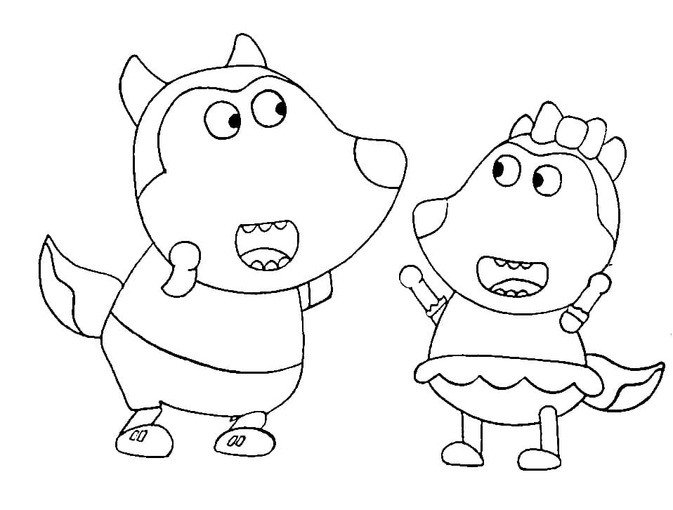 Wolfoo with Lucy coloring page