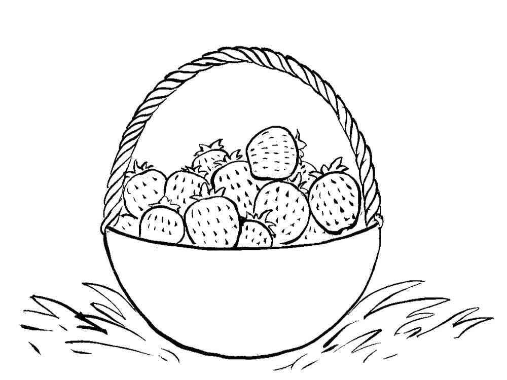 Basket of Strawberries coloring page