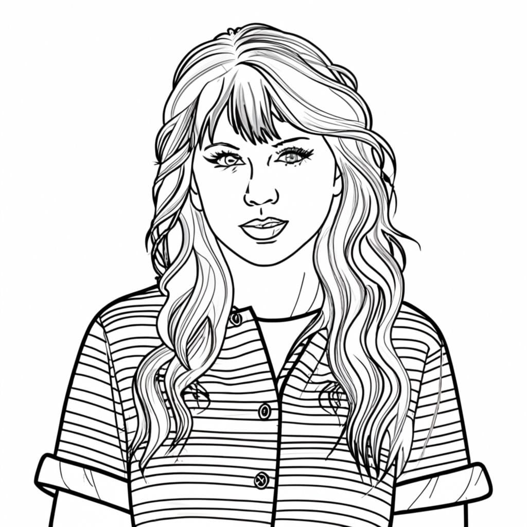 Cheerful Taylor Swift coloring page