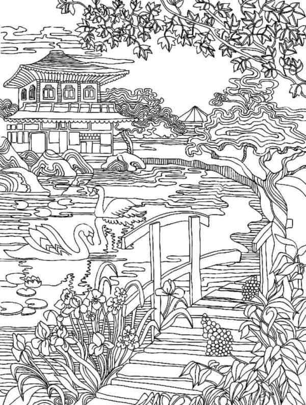 Chinese Pagoda coloring page