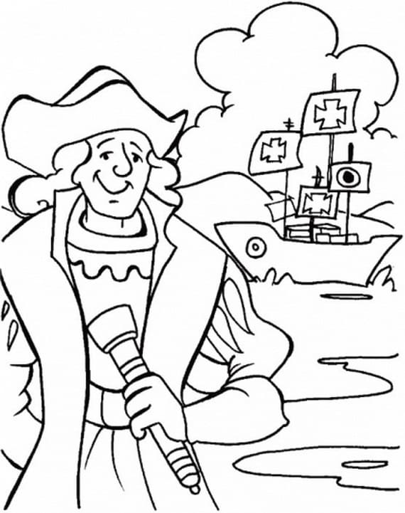 Christopher Columbus Free Printable coloring page