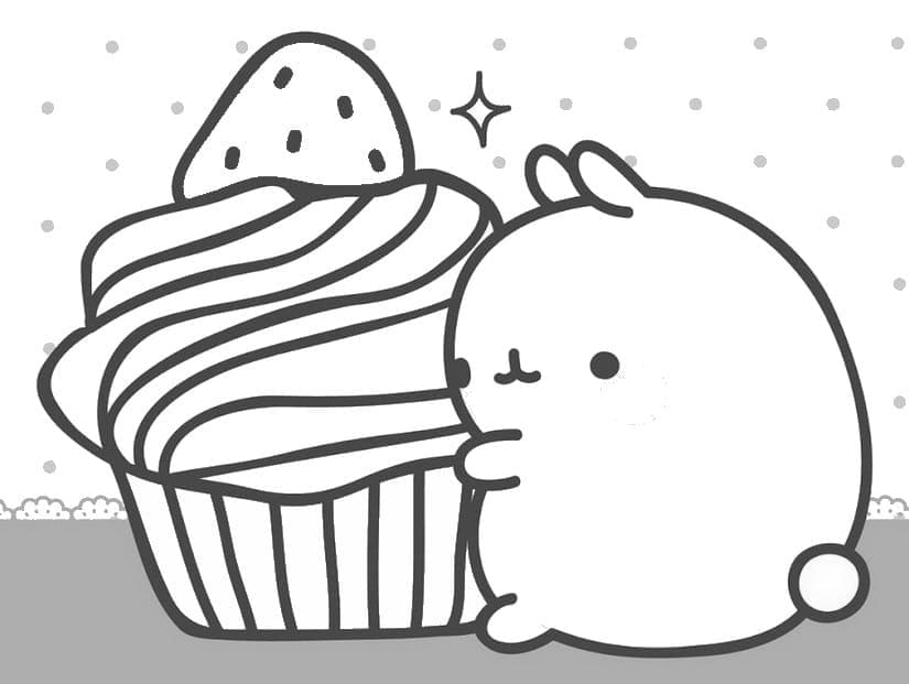 Cute Molang and Cupcake