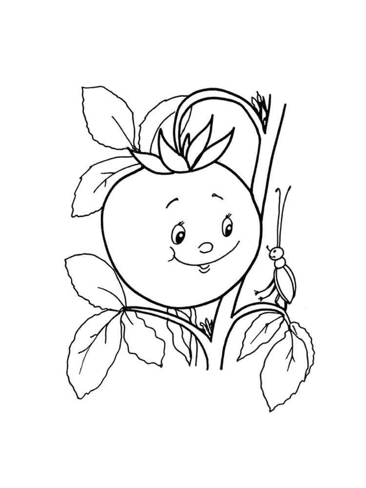 Cute Tomato Printable coloring page