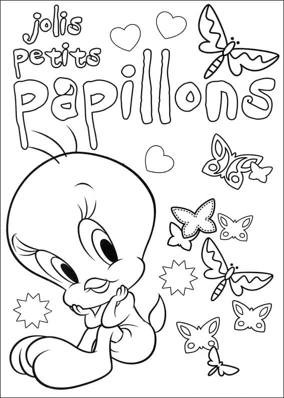 Cute Tweety Bird Free Printable coloring page