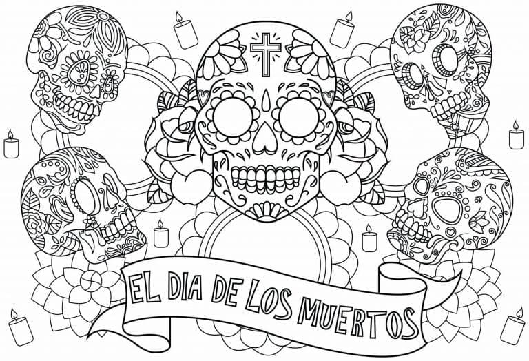 Day of the Dead Sugar Skulls coloring page