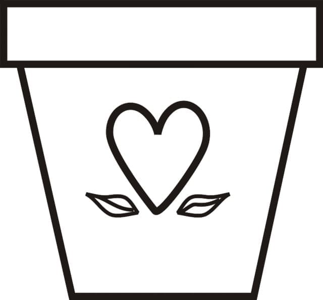 Flower Pot with Heart coloring page