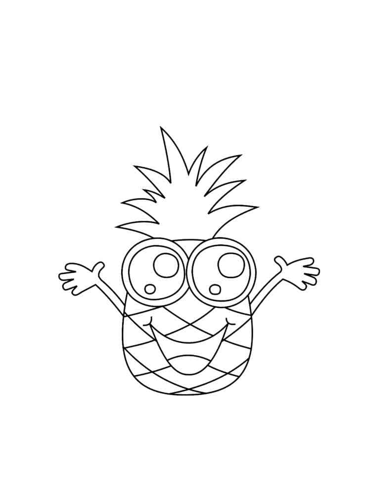 Funny Pineapple Fruit coloring page