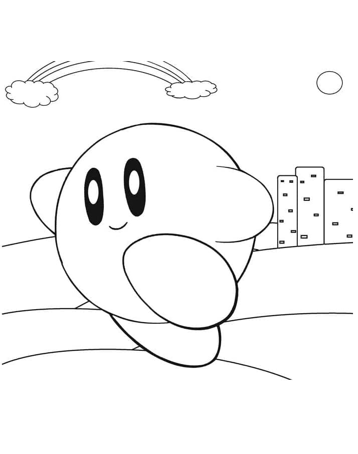 Happy Kirby coloring page