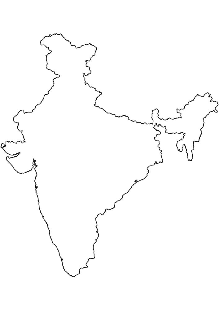 India Outline Map coloring page - Download, Print or Color Online for Free