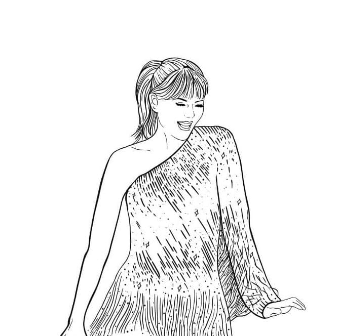 Joyful Taylor Swift coloring page