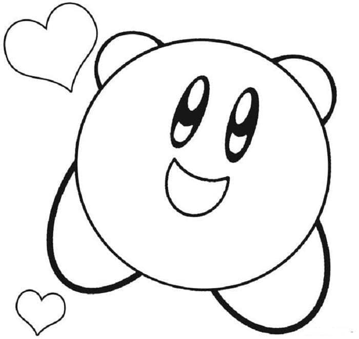 Kirby and Hearts coloring page