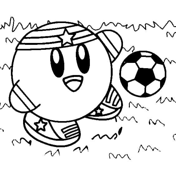 Kirby Play Soccer coloring page