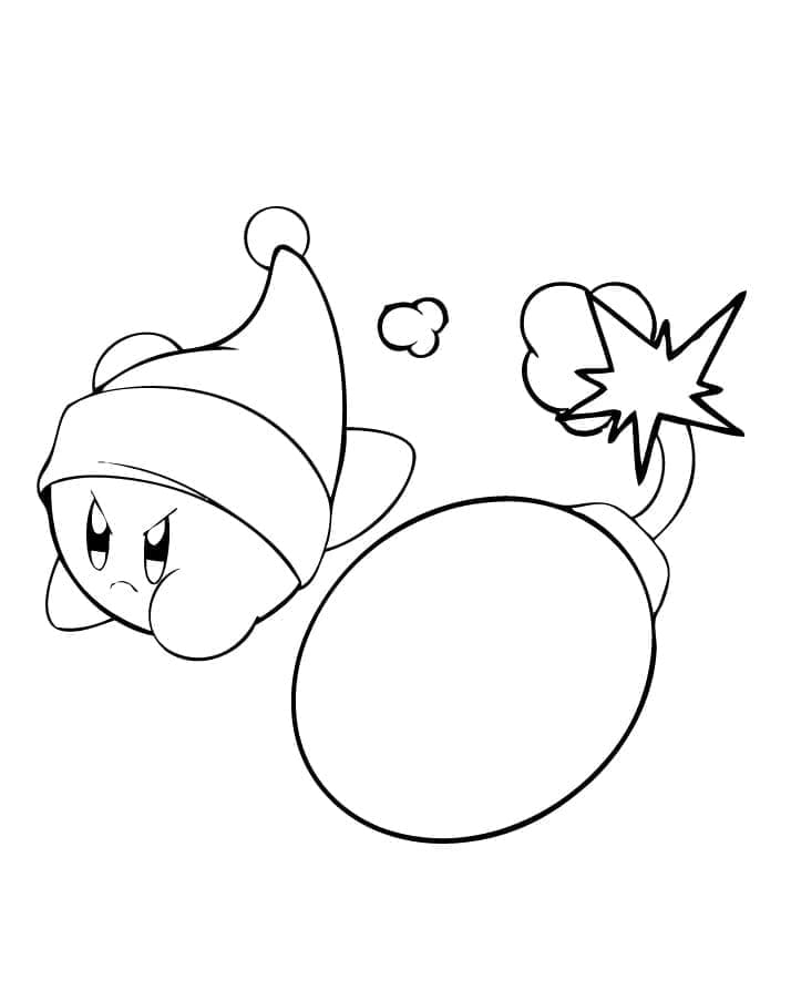 Kirby with Bomb coloring page