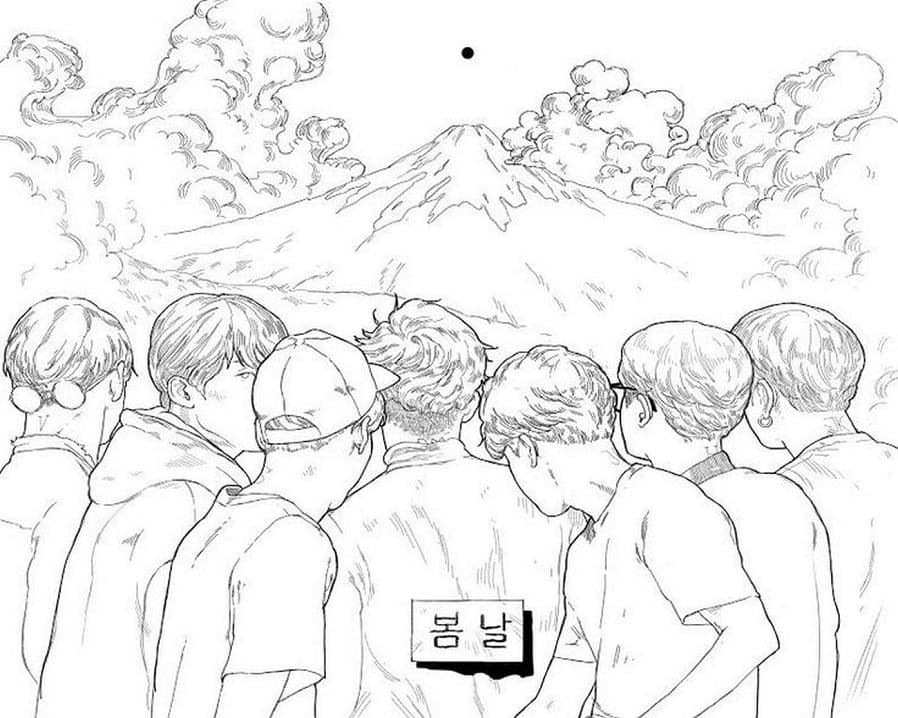 Korean Guys BTS coloring page