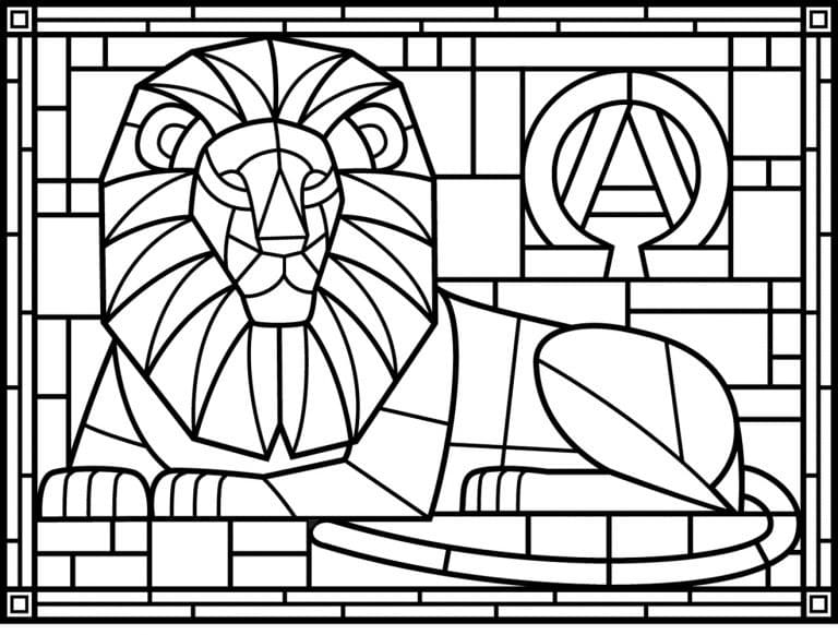 Lion Stained Glass coloring page