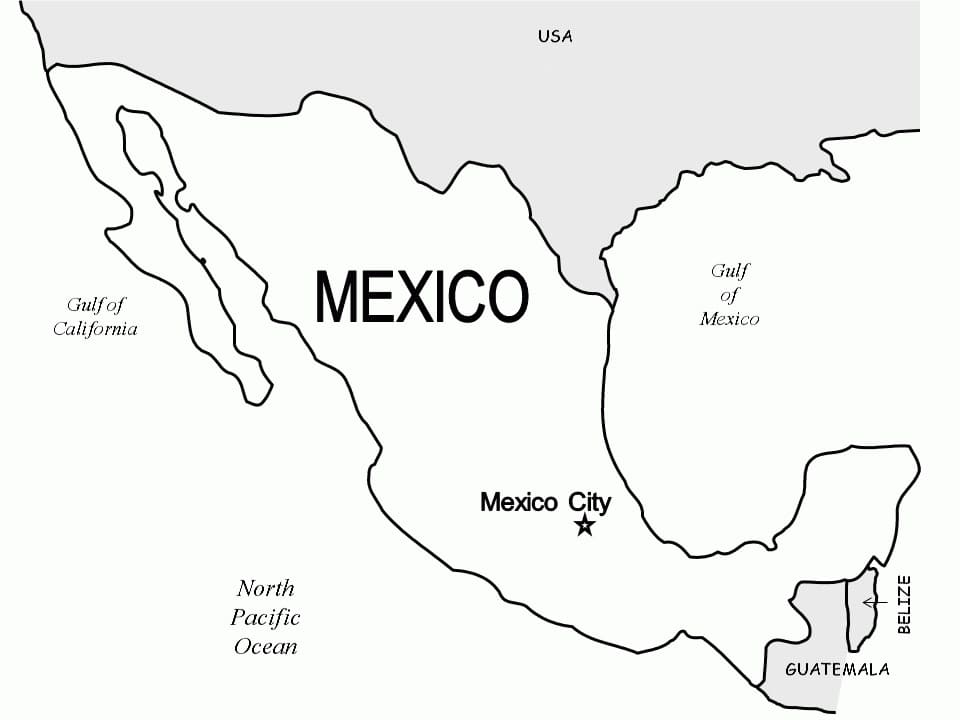 Mexico Map coloring page - Download, Print or Color Online for Free
