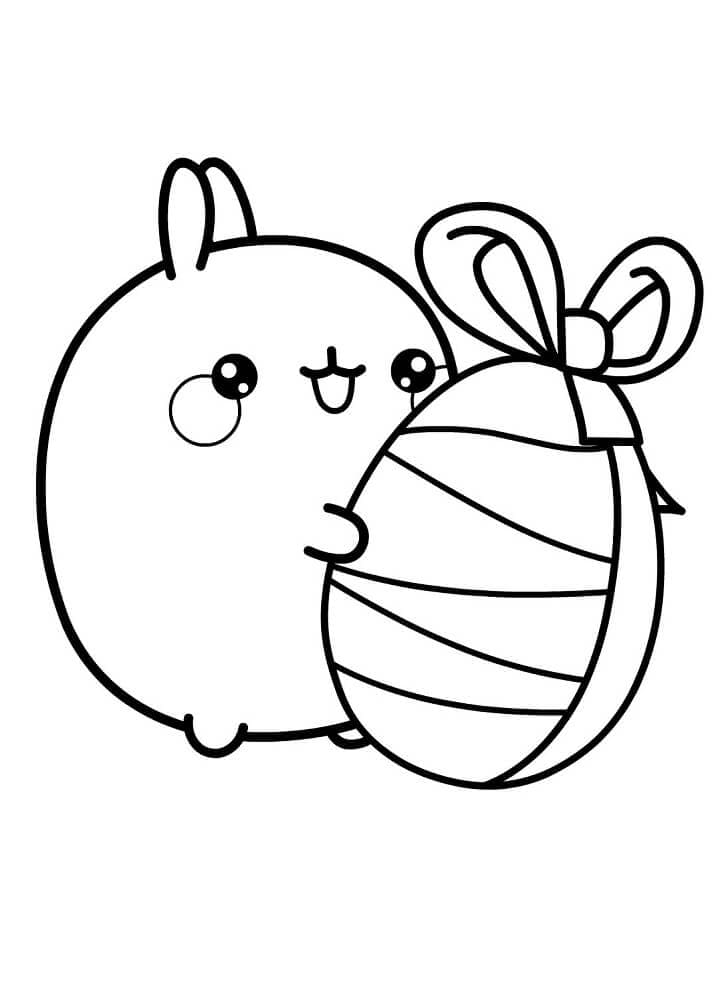 Molang and Easter Egg coloring page