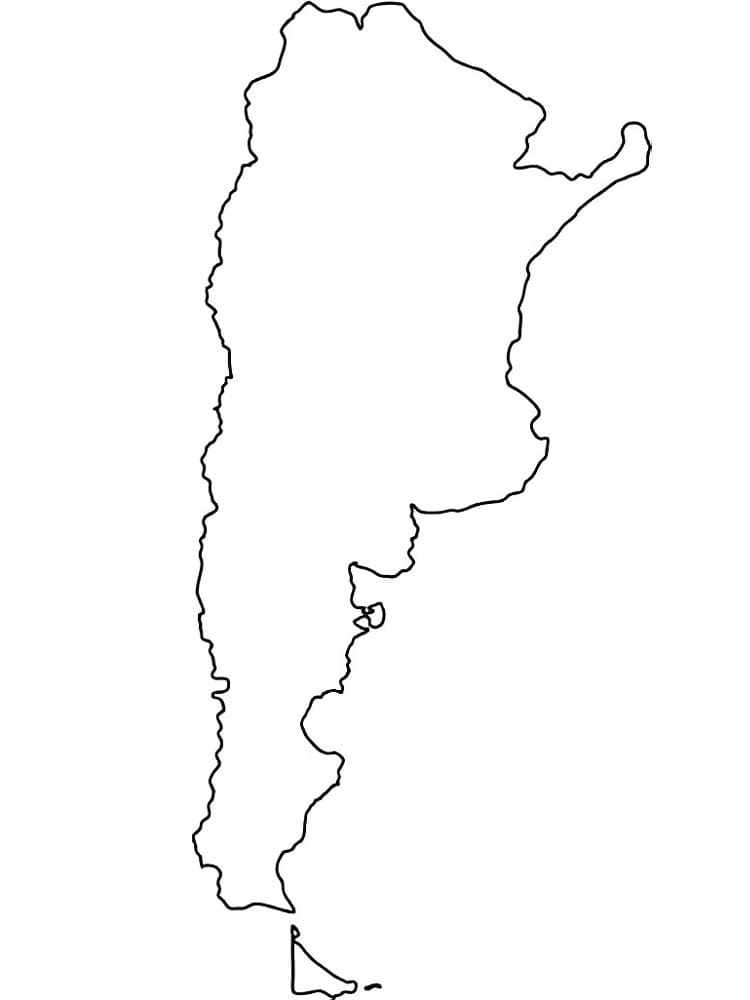 Outline Map of Argentina coloring page