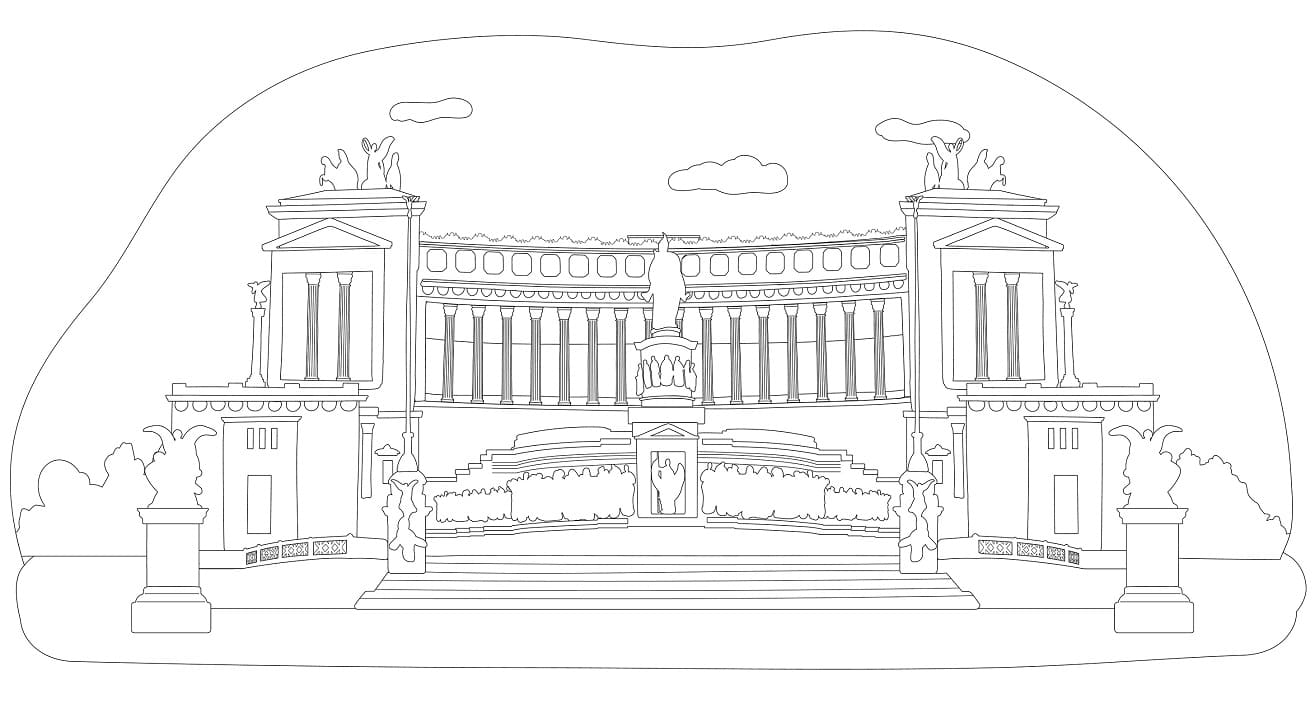 Piazza Venezia in Italy coloring page