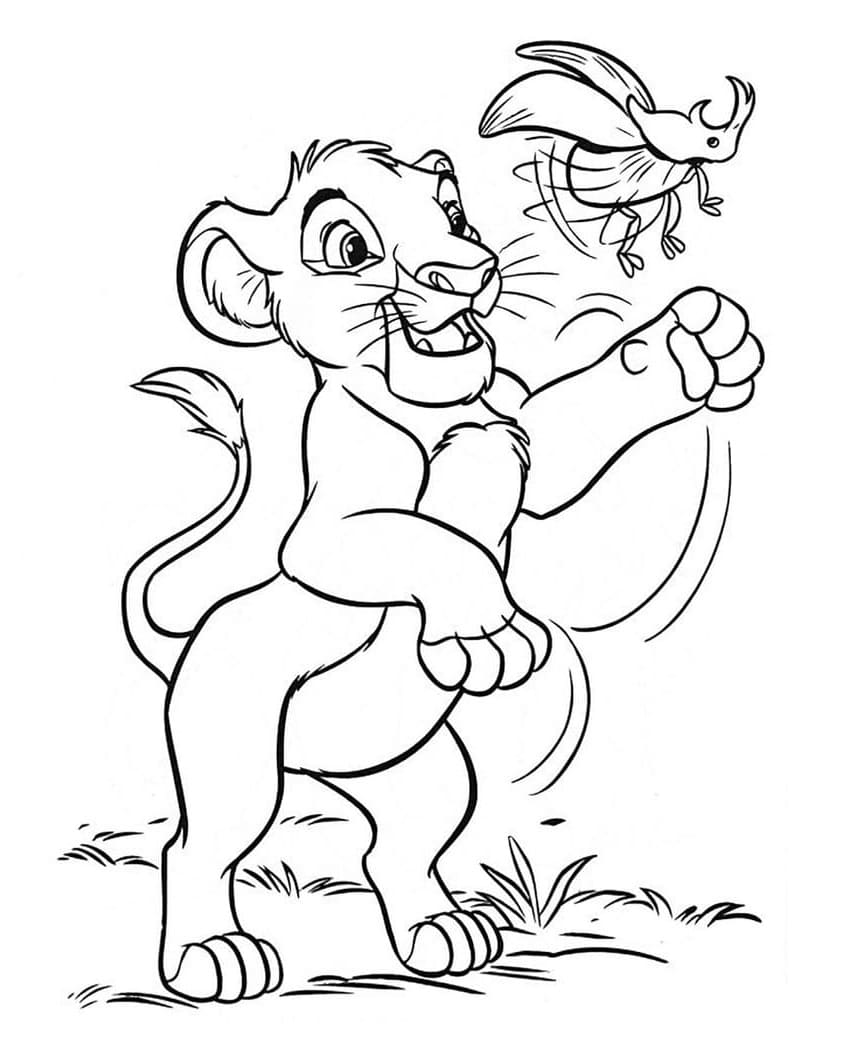 Playful Simba coloring page