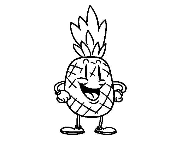 Printable Cartoon Pineapple coloring page