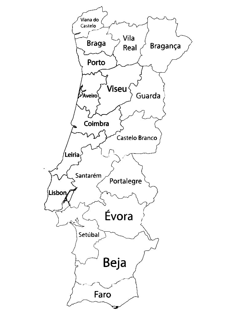 Printable Portugal Map coloring page Download Print or Color Online